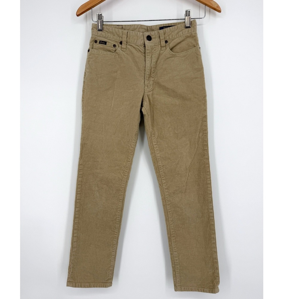 Polo Ralph Lauren Boy's Khaki Corduroy Pants Stretch Slim Fit Sz 12 Preppy